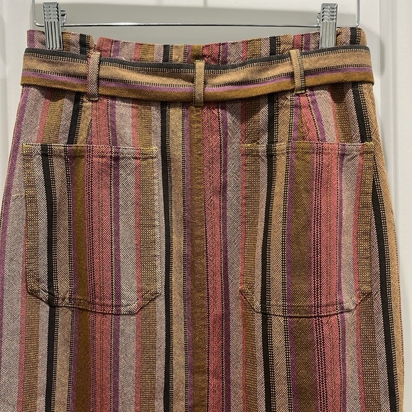 NWT The Great. Striped Cotton Knee-Length Pencil Trouser Skirt Sz 2 Medium - Picture 6 of 7